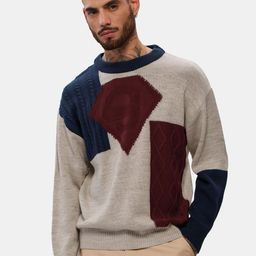 The Souled Store Men Colourblocked Knitted Pullover Sweatshirt-picture-45