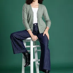 Cayman Self Design Cable Knit Woollen Cardigan-picture-46
