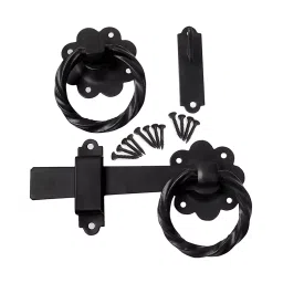 Screw Tight Iron Black Powder Coated Ring Gate Latch S030402EXB-image-37