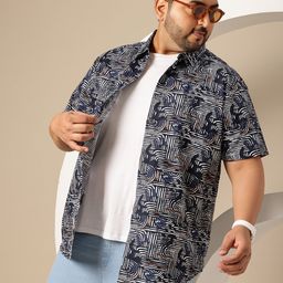 Sztori Plus Size Abstract Printed Casual Shirt-image-14