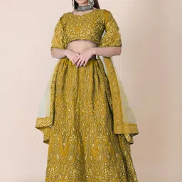 Warthy Ent Embroidered Thread Work Semi-Stitched Lehenga & Unstitched Blouse With Dupatta-picture-25