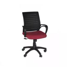 Vassio Revolving Chair 5 Nylon Wheels Maroon & Black, V-Chair116-10