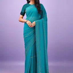 Leelavati Beads and Stones Poly Chiffon Saree-image-52