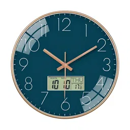 M T BROTHERS Blue & Rose Gold Printed Contemporary Wall Clock-54
