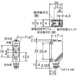 Omron Distance Setting Type Photoelectric Sensor with Built-in Compact Amplifier, E3Z-LS66-14