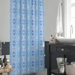 ArtzFolio Blue & White Geometric Printed Waterproof Shower Curtain-image-90