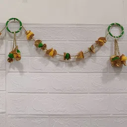 Nutts Yellow & Green Pompom Bangles Bandhanwar Festive Decor-image-35