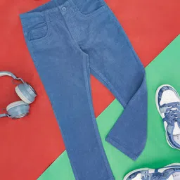 Pantaloons Junior Solid Button Down Pant - Blue-picture-38