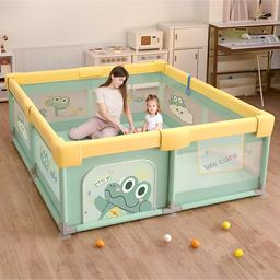 StarAndDaisy 'We Care' Foldable Baby PlaypenPortable Play Yard for Kids with Crocodile PrintGreen-22