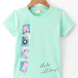 CUCUMBER Sinker Half Sleeves T-Shirt Skateboard Print - Green-picture-23