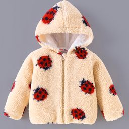 Kookie Kids Full Sleeves Hooded Front Open Sweatshirt With Penguin Design - Beige-image-34