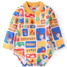 Babyhug 100% Cotton Knit Full Sleeves Onesie with Animal Print - Multicolor-image-85