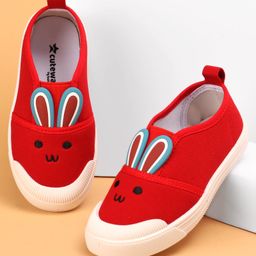 Cute Walk by Babyhug Casual Shoes with Bunny Face Applique - Red-image-20