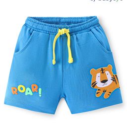 Babyoye 100% Cotton Knit Shorts with Animal & Text Print - Blue-image-34