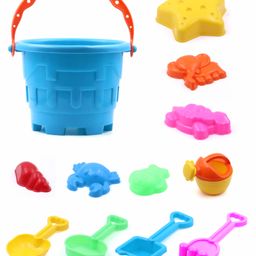 Aditi Toys 12-Piece Plastic Beach Toy Set  Sand Castle Building Set for Kids, Made in India (Multicolor)-18