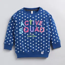 giniekids Cotton Full Sleeves Polka Dots & Text Printed Sweatshirt - Navy Blue-picture-34