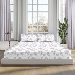 Sleepsia Lounge Lavender Primrose , 100% Cotton Double Bedsheet, 180 TC King-picture-25