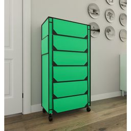 Fabura 6 Layers Shoe Rack With Wheels In Green Color-28