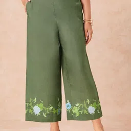 Marigold Lane Women Printed Regular Fit Mid-Rise Trousers-image-38