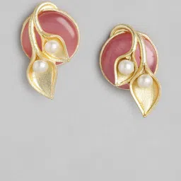 Anouk Gold Plated Artificial Stones Studded & Beaded Circular Studs image 4