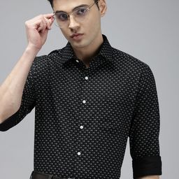 Arrow Pure Cotton Manhattan Slim Fit Geometric Micro or Ditsy Printed Formal Shirt-image-13