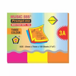 Music 555 Prompt-Me Neon Sticky Note Pad 25x75 mm 3 Neon Color 150 Sheets, PNP-333 (Pack 24 Pcs)-15