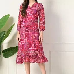 FLYING FEST Floral Print Chiffon Midi Dress-picture-36