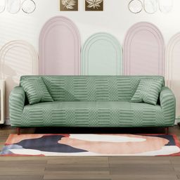 Myntra Elegant Homes Green Printed Jacquard 1 Piece Sofa Cover With Arms-image-83