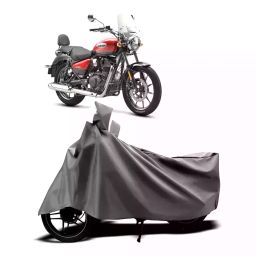 Auto Pearl Two Wheeler Cover with Bag for Royal Enfield Meteor BS6, Silver-image-66