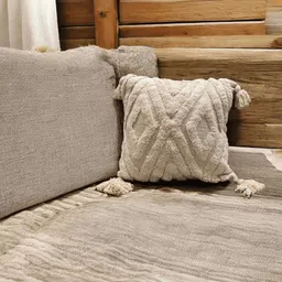 LUSHLYF Tufted Collection Cream 2 Pieces Modern Chevron Tufted Cushion Covers-24