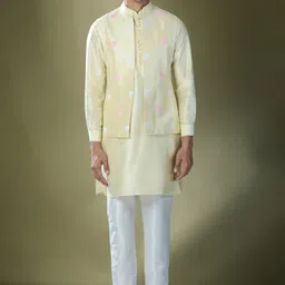 RNG Safawala Men Regular Thread Work Dupion Silk Kurta with Trousers image 2