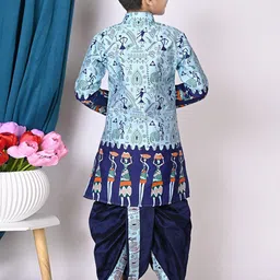 NFC CREATION Boys Ethnic Motifs Printed Regular Dupion Silk Kurta with Dhoti Pants image 4