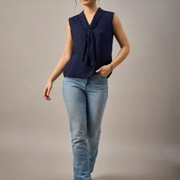 The Roadster Lifestyle Co Front Tie Sleeveless Tops-image-94