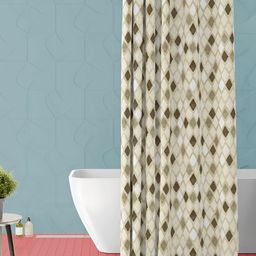 ArtzFolio Beige and White Geometric Printed Waterproof Shower Curtain-image-54