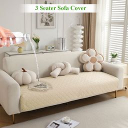 HOKIPO Cream-Coloured Polyester 1 Piece Sofa Cover-image-16