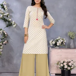 Rangita Paisley Printed Round Neck Pure Cotton Straight Kurta-image-29
