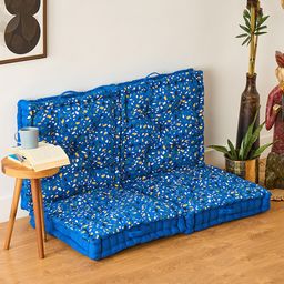 SKANDA FAB 4Pc Blue & White Printed Pure Cotton Floor Cushions-image-82