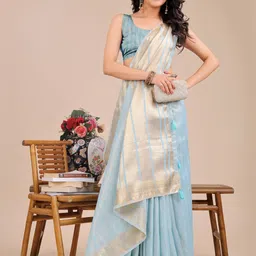 ALAGINI Woven Design Zari Organza Saree-picture-49
