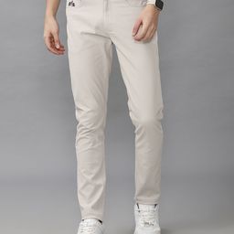 Double Two Men Classic Slim Fit Chambray Chinos Trousers-image-83