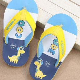 Cute Walk by Babyhug Slip On Flip Flops Dino Print- Blue-image-55