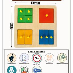 Wissen Wooden Shape fractions peg board puzzle for kids- Multicolor-14