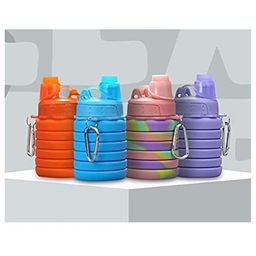 Ji & Ja Silicone Collapsible Water Bottles, 500ml Portable Foldable Expandable Water Bottle Sports Cups with Carabiner, Leak Proof Reusable BPA Free-image-28