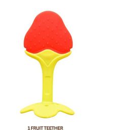 Neonate Care Non Toxic Food Grade Silicone Strawberry Baby Teether- Red-11
