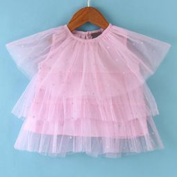 Little Kangaroos Woven Sleeveless Top with Net Detailing - Ballet Pink-image-32
