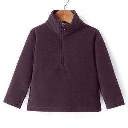 Kanvin Fleece Woven Full Sleeves Solid Colour Sweatshirt - Wine-image-23