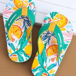 Cute Walk by Babyhug Slip On Flip Flops with Lemonade Print - Mint Green-image-13