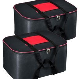 Storite 2 Pack Nylon Big Underbed Storage Bag Moisture Proof Cloth Organiser with Zippered Closure and Handle(BlackRed, 54x46x28cm) Rectangular-image-14