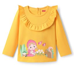 Babyhug 100% Cotton Knit Full Sleeves T-Shirt with Animal & Bird Print - Yellow-image-63