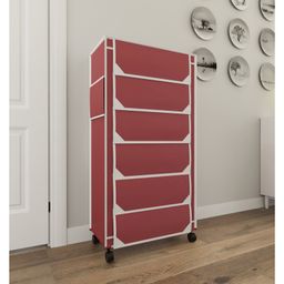 Fabura 6 Layers Shoe Rack With Wheels In Maroon Color-13
