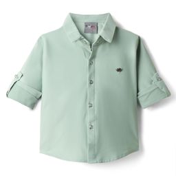 Dapper Dudes Full Sleeves Solid Shirt - Pista-image-7